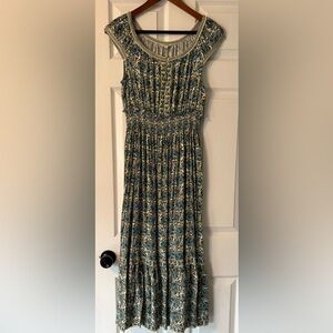 Max Studio Blue and Cream Floral Maxi Dress